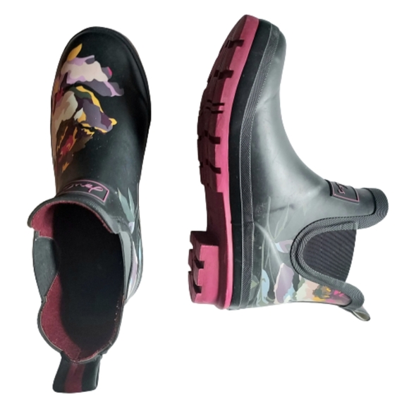 Joules Rubber Rain Outdoor Waterproof Floral Ankle Wellington Boots - Picture 2 of 11